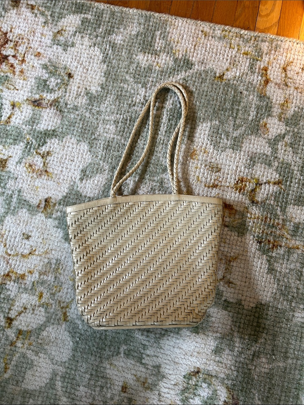 Bembien Woven Leather Tote Bag in Natural Cream